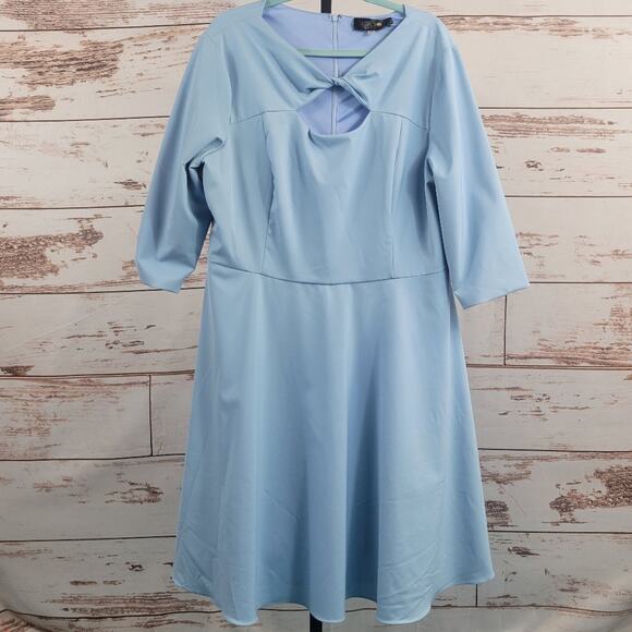 Lotus Threads Dress Fit and Flare Twist Detail Blue Size 20W - Picture 1 of 8